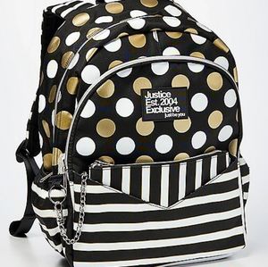 Black Stripe & Dot Backpack and lunch tote